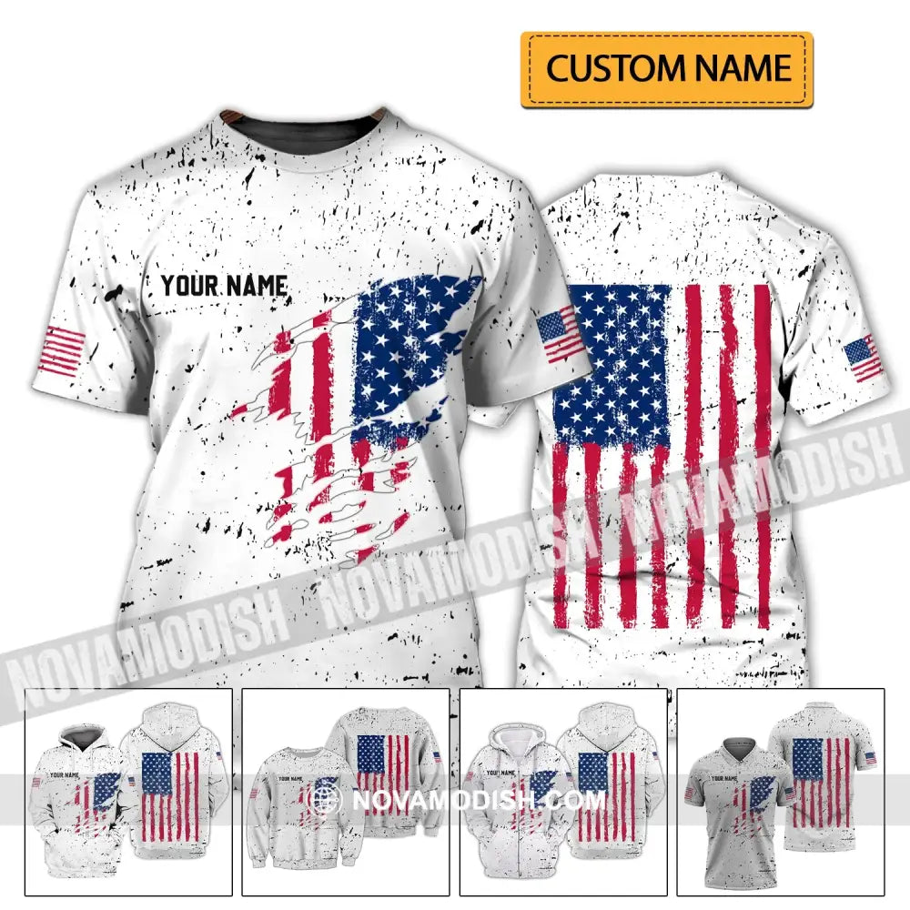 Unisex Shirt - Custom Name Shirt - America Flag Light Shirt T-shirt
