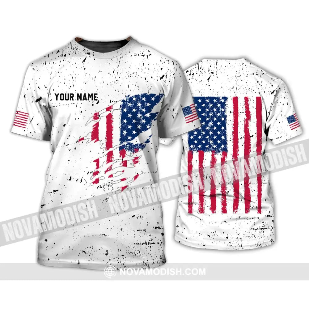 Unisex Shirt - Custom Name Shirt - America Flag Light Shirt T-Shirt / S T-shirt