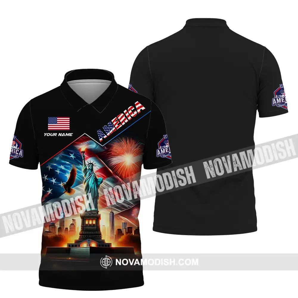 Unisex Shirt - Custom Name America Shirt Polo Shirt / S T-shirt
