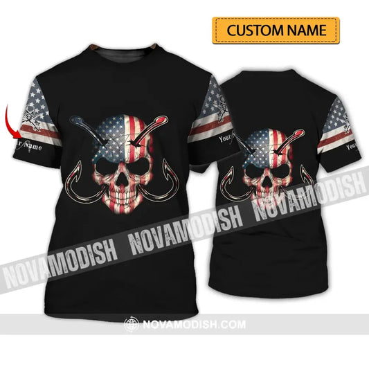 Unisex Shirt - Custom Name America Skull Fishing Shirt T-shirt