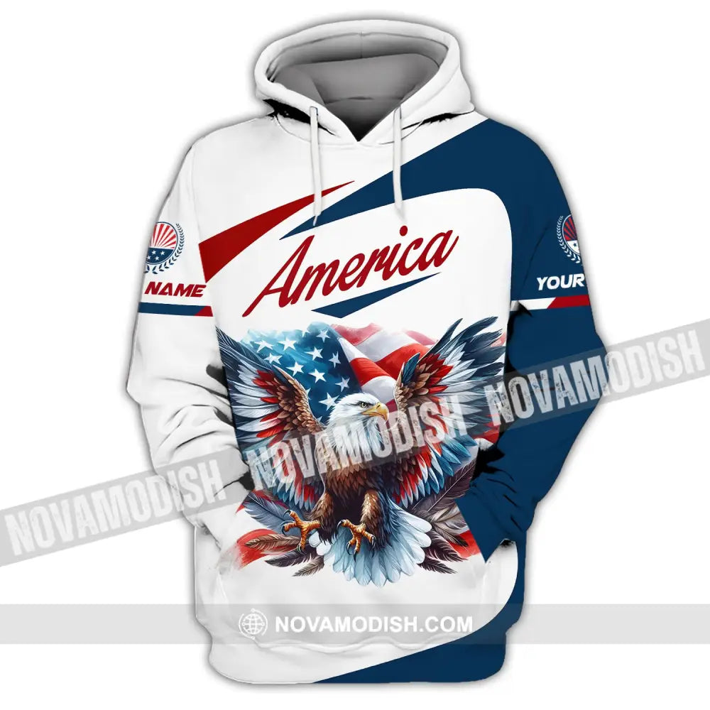 Unisex Shirt Custom Name American Eagle America Lover T-Shirt Hoodie / S