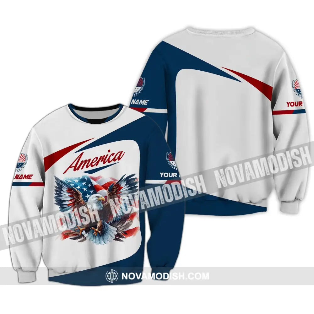 Unisex Shirt Custom Name American Eagle America Lover T-Shirt Long Sleeve / S