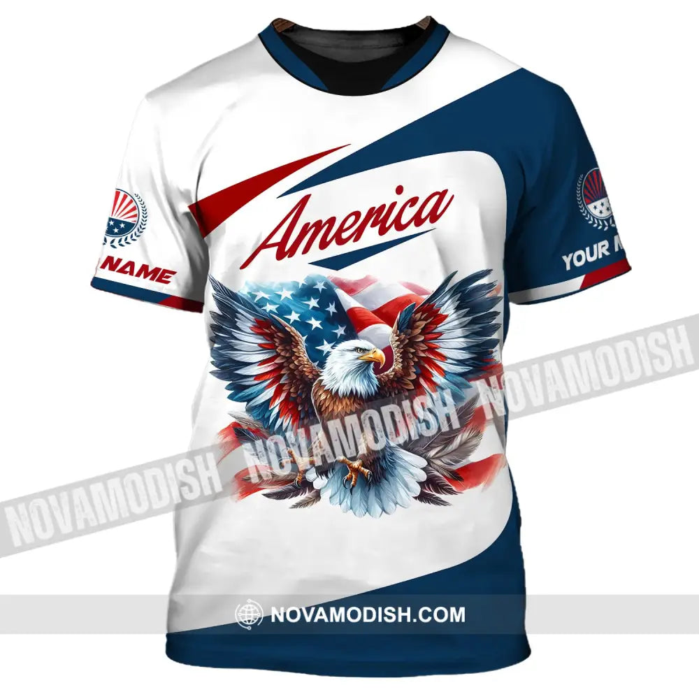 Unisex Shirt Custom Name American Eagle America Lover T-Shirt / S