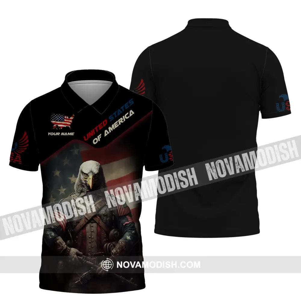 Unisex Shirt Custom Name American Pride America Lover T-Shirt Polo / S