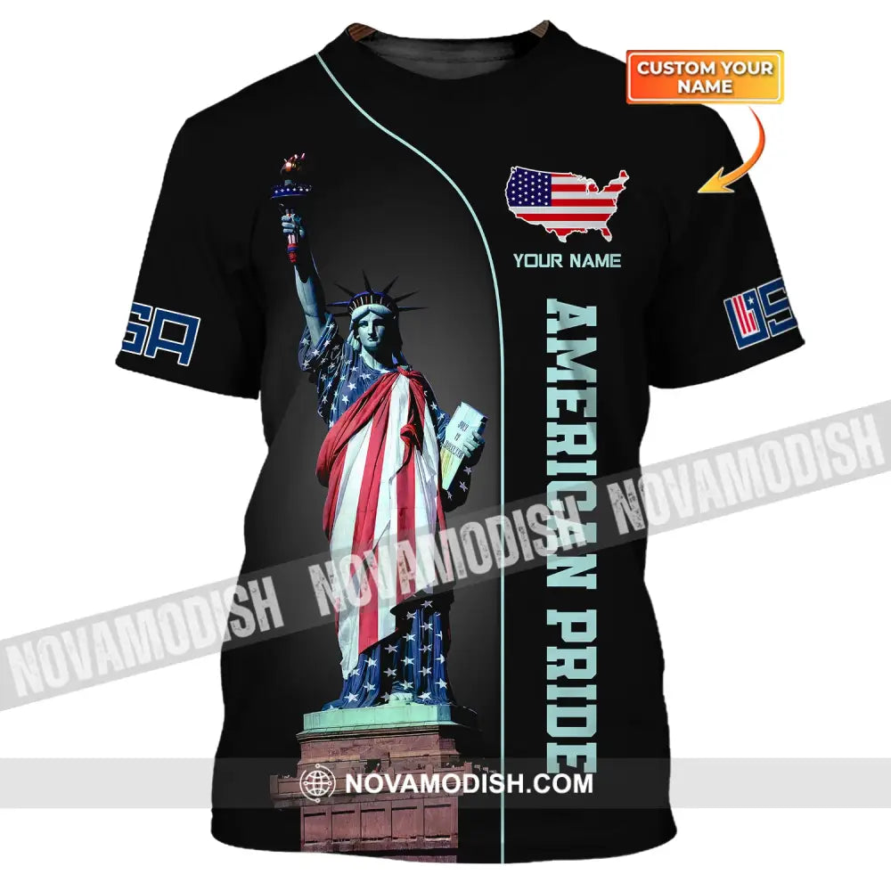 Unisex Shirt Custom Name American Pride Independence Day Statue Of Liberty T-Shirt / S