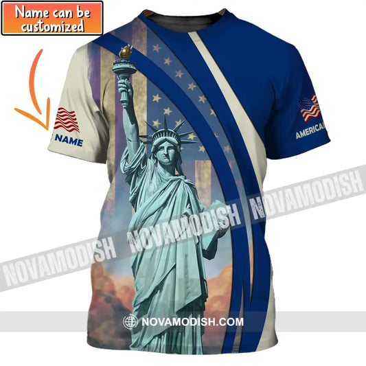 Unisex Shirt Custom Name American Pride Statue Of Liberty T-Shirt