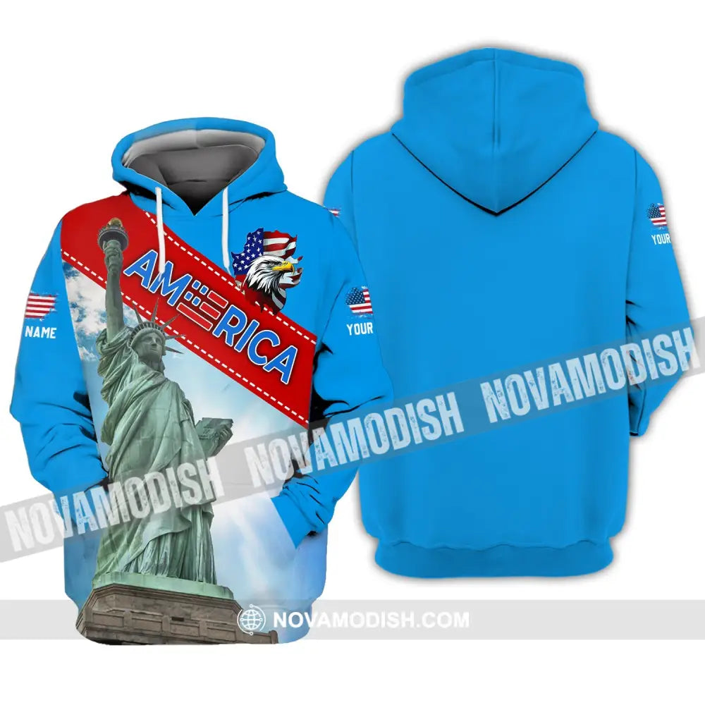 Unisex Shirt - Custom Name Shirt - American Statue Of Liberty Sky Color Hoodie / S T-shirt