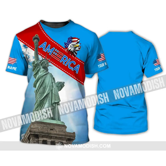 Unisex Shirt - Custom Name Shirt - American Statue Of Liberty Sky Color T-Shirt / S T-shirt