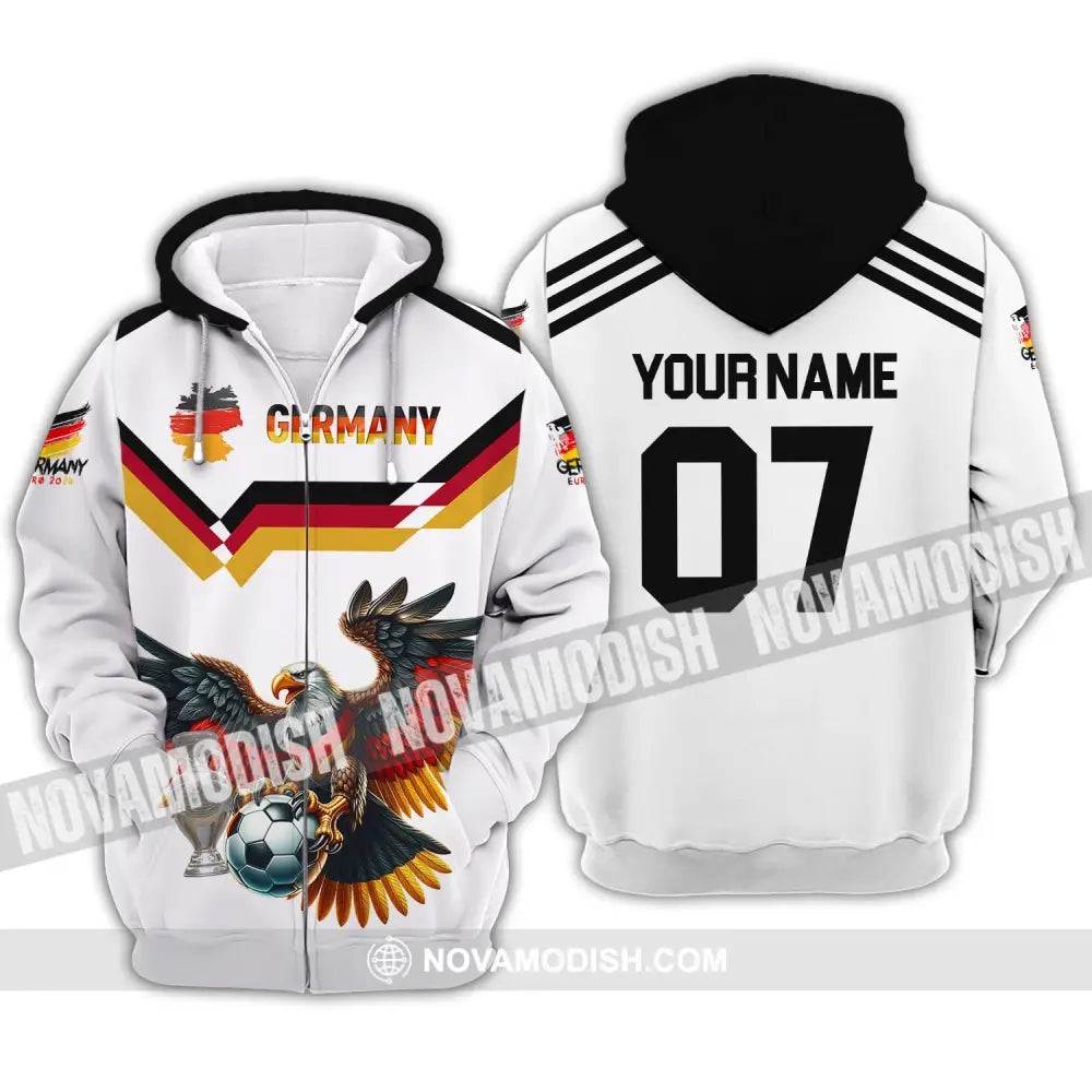 Unisex Shirt - Custom Name And Number 2024 Euro Cup Germany Team Zipper Hoodie / S T-Shirt