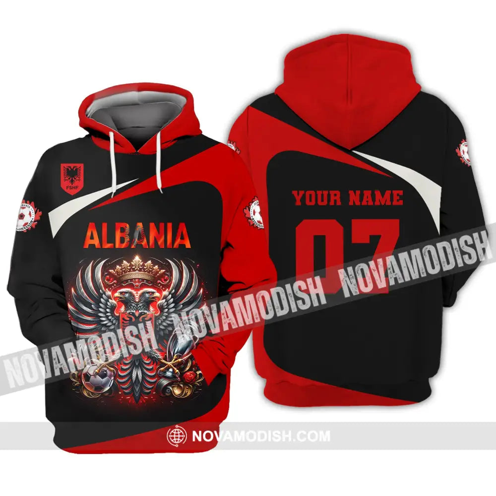 Unisex Shirt Custom Name And Number Albania Football Euro 2024 Polo Long Sleeve Hoodie / S T-Shirt