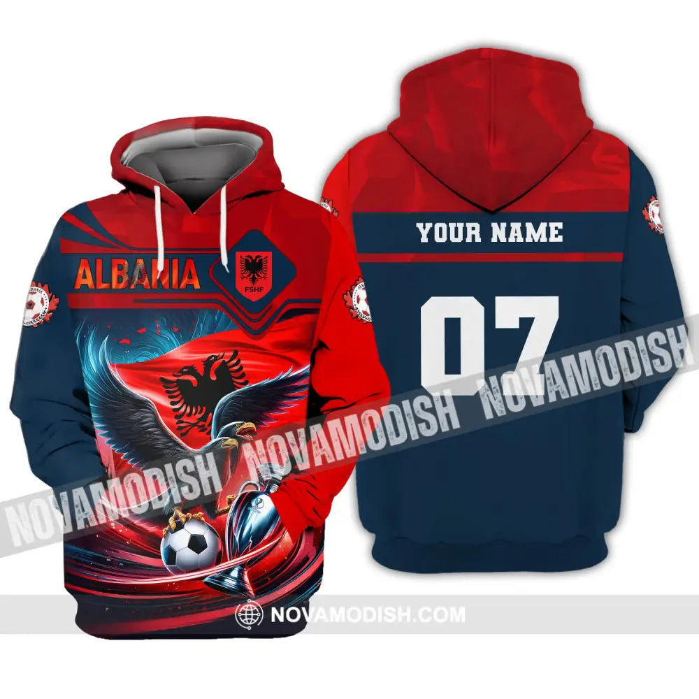 Unisex Shirt Custom Name And Number Albania Football Euro 2024 Polo Long Sleeve Hoodie / S T-Shirt