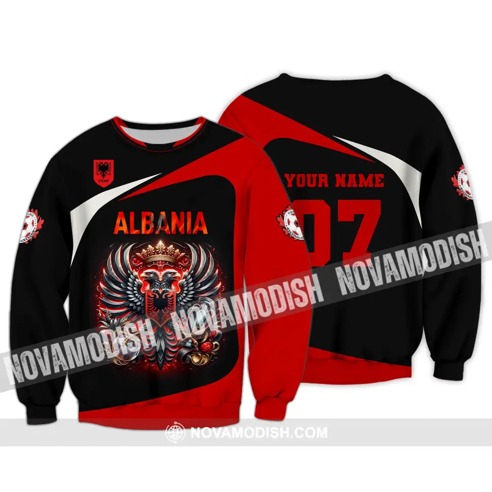 Unisex Shirt Custom Name And Number Albania Football Euro 2024 Polo Long Sleeve / S T-Shirt