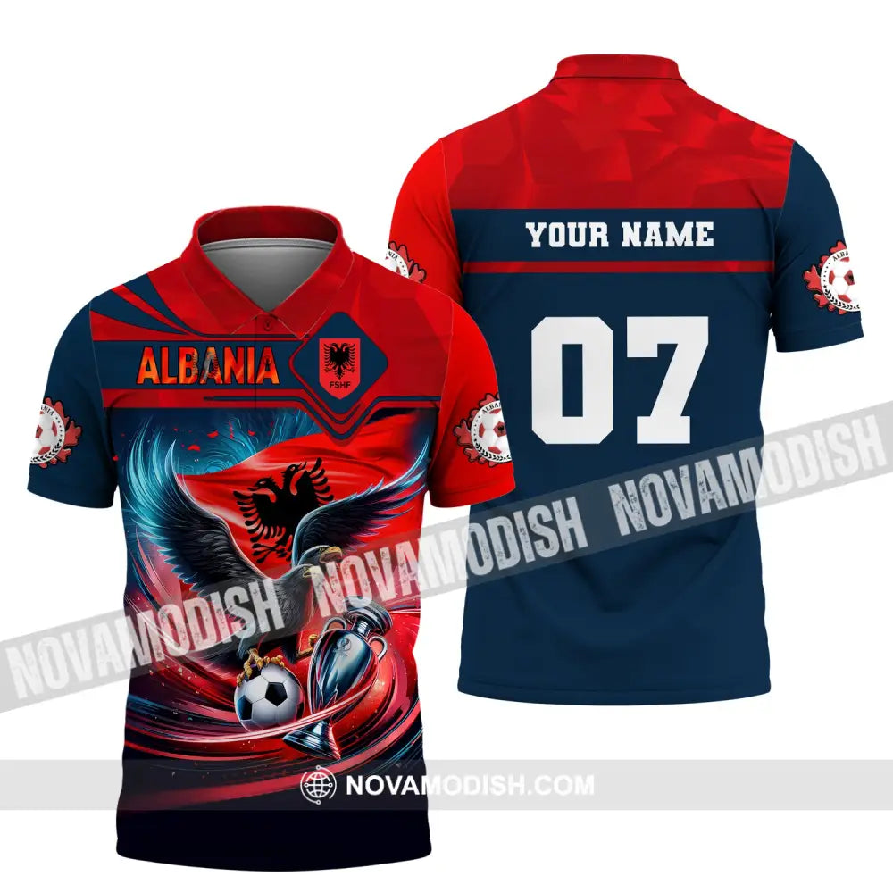 Unisex Shirt Custom Name And Number Albania Football Euro 2024 Polo Long Sleeve / S T-Shirt