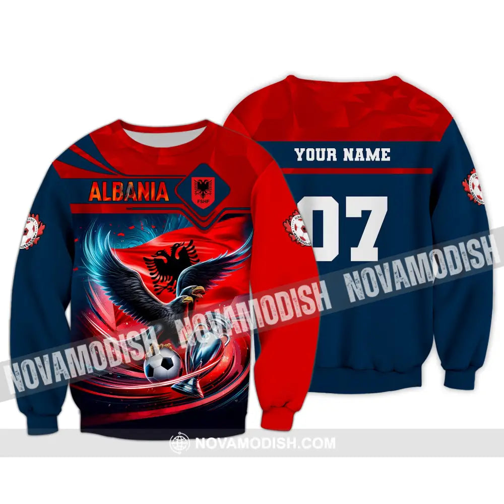 Unisex Shirt Custom Name And Number Albania Football Euro 2024 Polo Long Sleeve / S T-Shirt