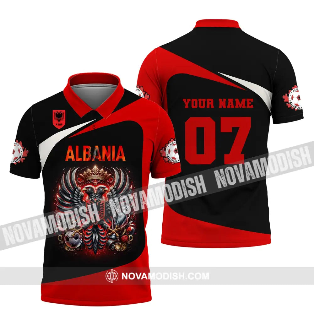 Unisex Shirt Custom Name And Number Albania Football Euro 2024 Polo Long Sleeve / S T-Shirt