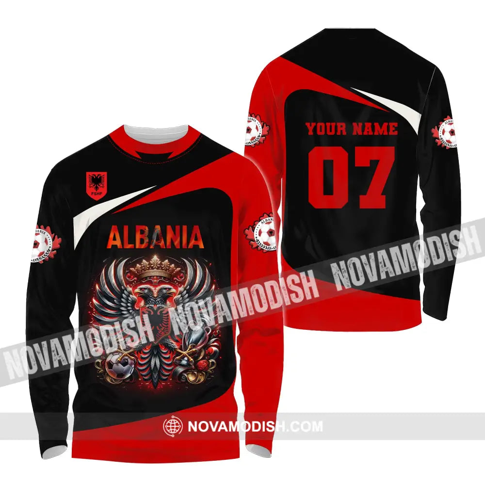 Unisex Shirt Custom Name And Number Albania Football Euro 2024 Polo Long Sleeve / S T-Shirt