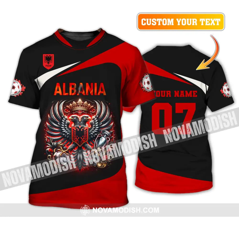 Unisex Shirt Custom Name And Number Albania Football Euro 2024 Polo Long Sleeve T-Shirt