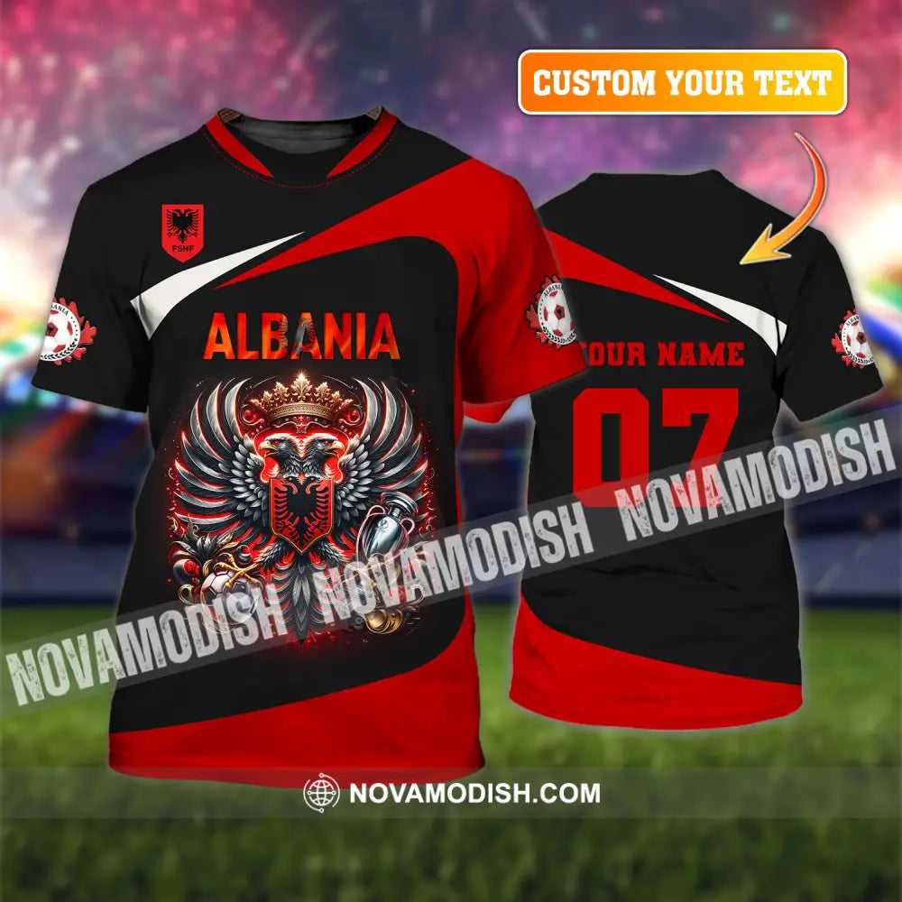 Unisex Shirt Custom Name And Number Albania Football Euro 2024 Polo Long Sleeve T-Shirt