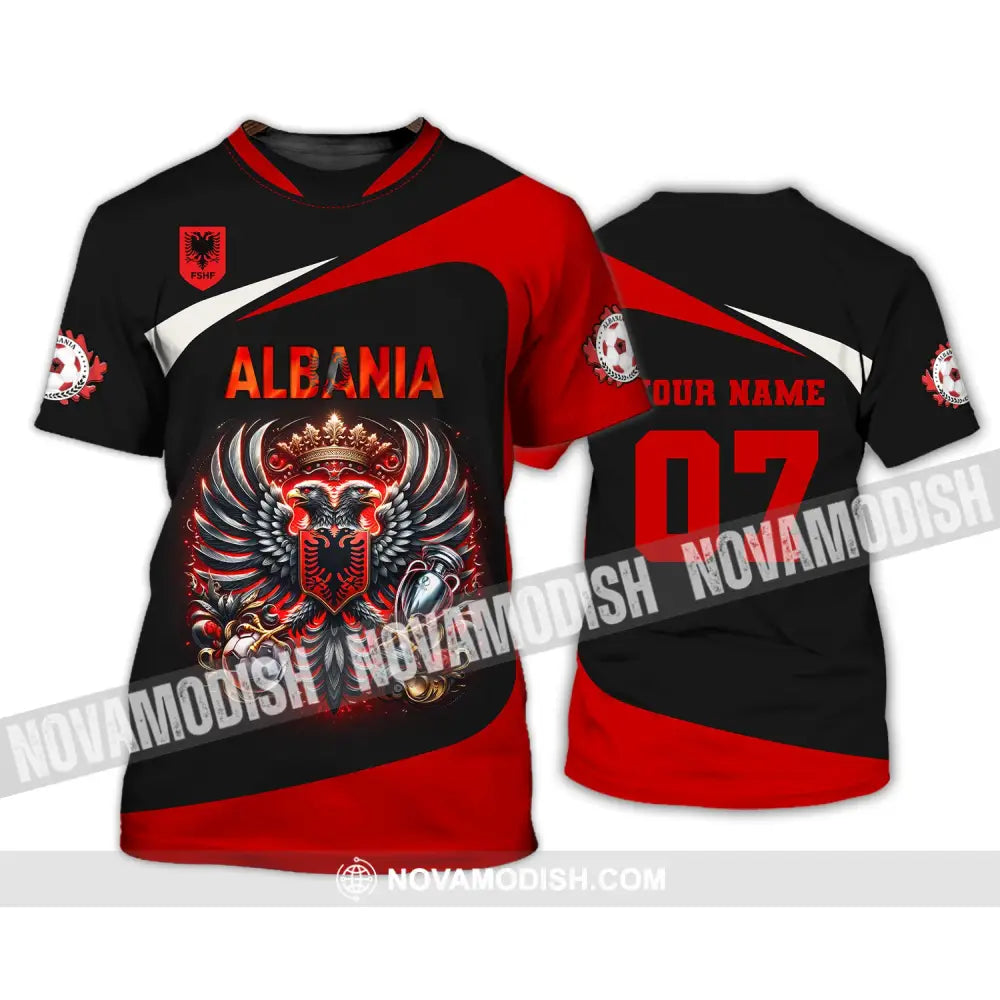 Unisex Shirt Custom Name And Number Albania Football Euro 2024 Polo Long Sleeve T-Shirt / S