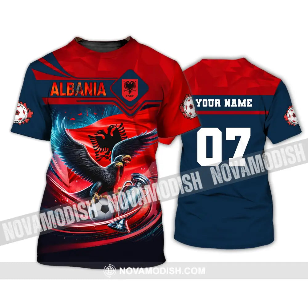 Unisex Shirt Custom Name And Number Albania Football Euro 2024 Polo Long Sleeve T-Shirt / S