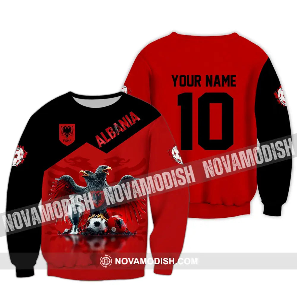 Unisex Shirt Custom Name And Number Albania Football Polo Euro 2024 Hoodie Long Sleeve / S T-Shirt