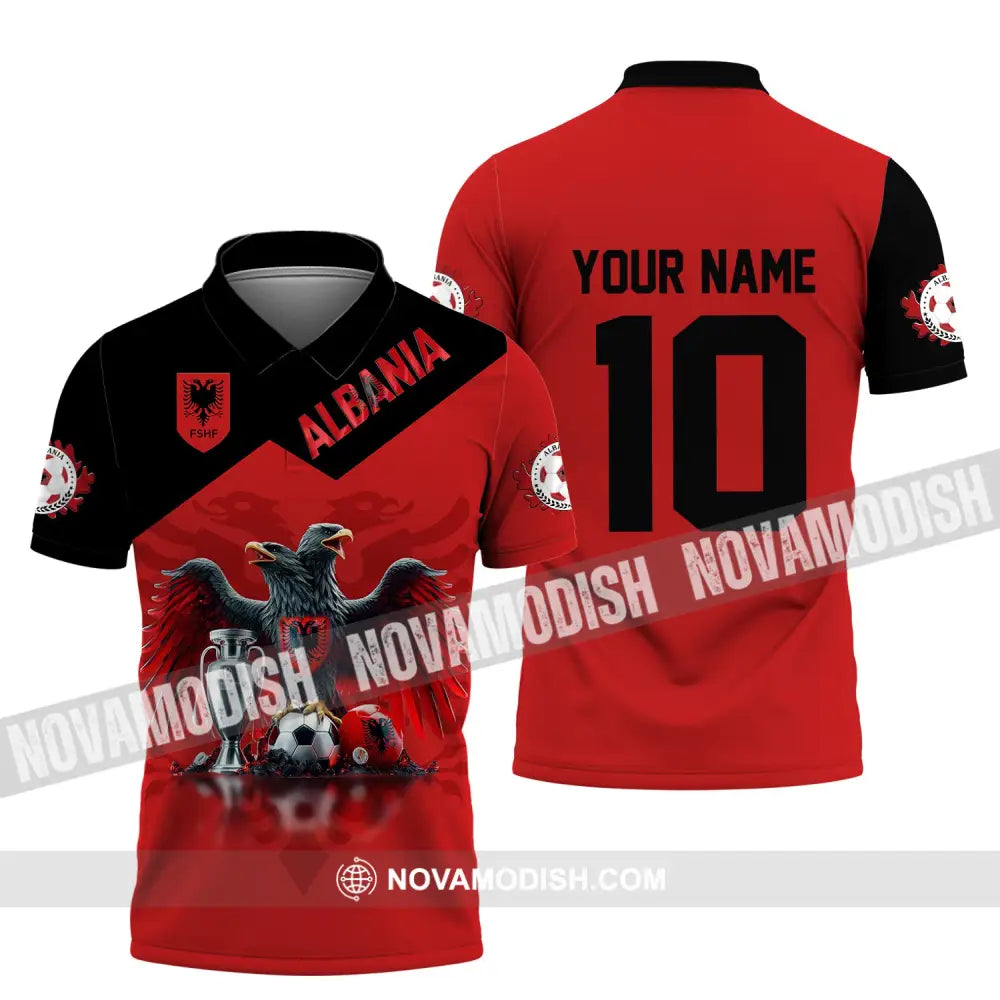 Unisex Shirt Custom Name And Number Albania Football Polo Euro 2024 Hoodie Long Sleeve / S T-Shirt