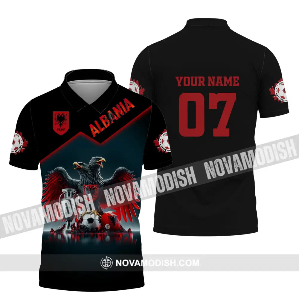 Unisex Shirt Custom Name And Number Albania Football Polo Euro 2024 Hoodie Long Sleeve / S T-Shirt