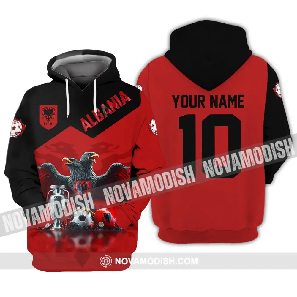 Unisex Shirt Custom Name And Number Albania Football Polo Euro 2024 Hoodie Long Sleeve / S T-Shirt