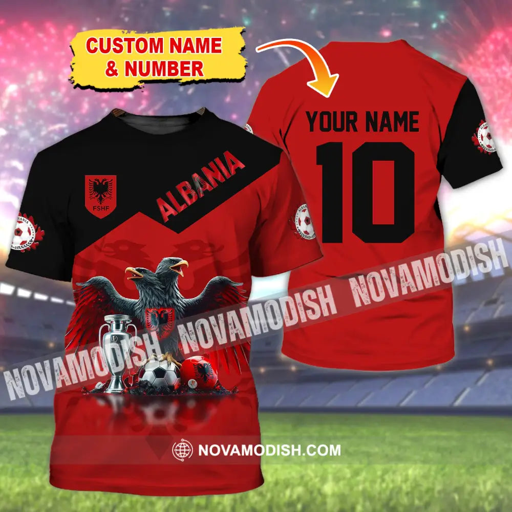 Unisex Shirt Custom Name And Number Albania Football Polo Euro 2024 Hoodie Long Sleeve T-Shirt