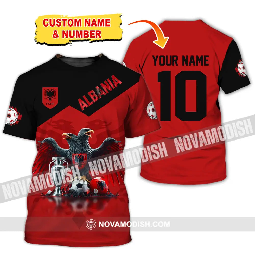 Unisex Shirt Custom Name And Number Albania Football Polo Euro 2024 Hoodie Long Sleeve T-Shirt