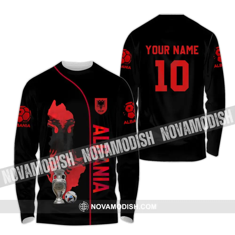 Unisex Shirt - Custom Name And Number Albania National Team Euro 2024 Long Sleeve / S T-Shirt