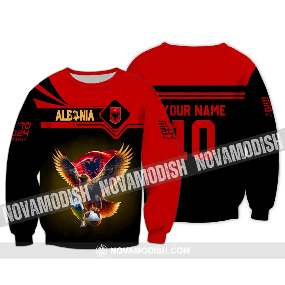 Unisex Shirt - Custom Name And Number Albania National Team Euro 2024 Red Long Sleeve / S T-Shirt