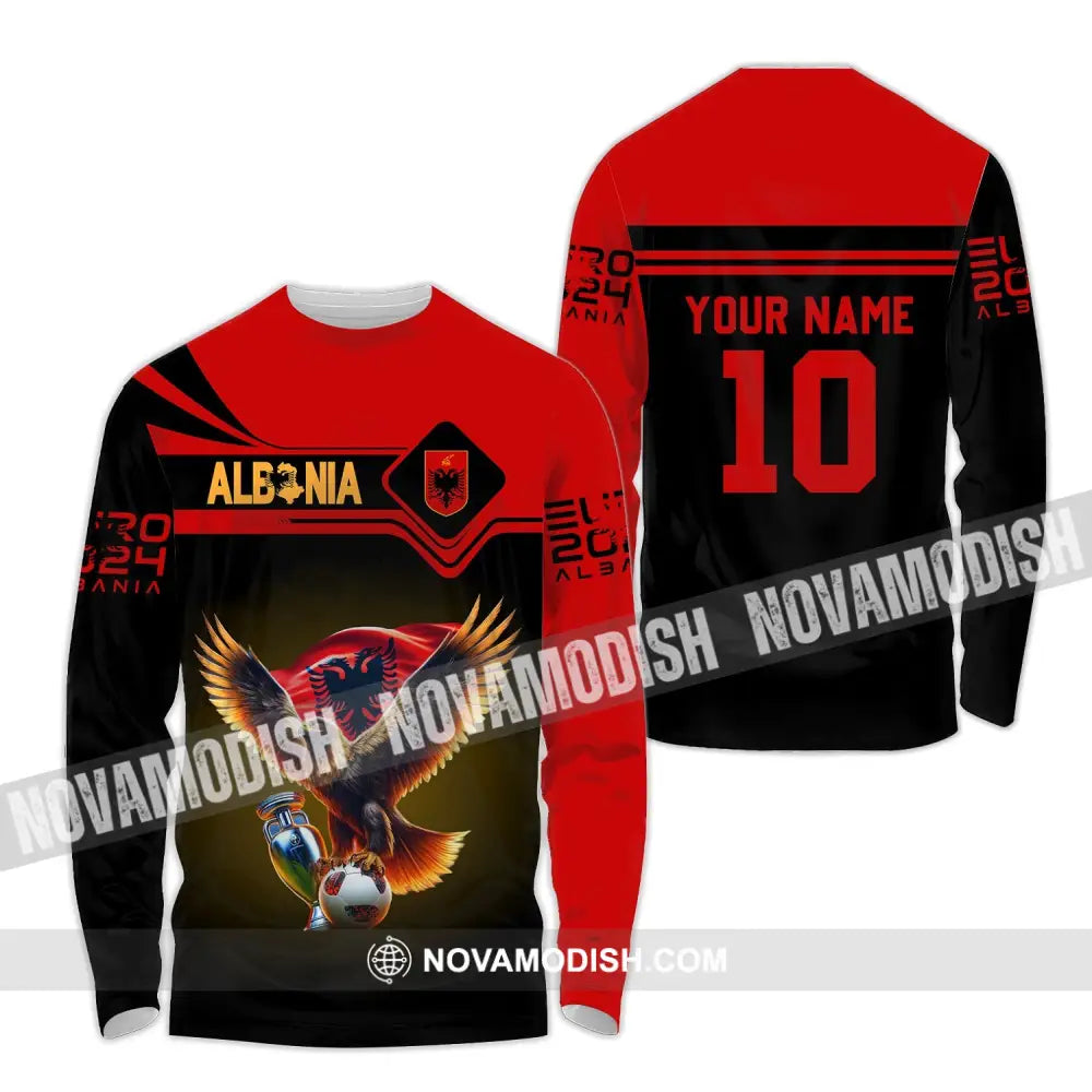 Unisex Shirt - Custom Name And Number Albania National Team Euro 2024 Red Long Sleeve / S T-Shirt