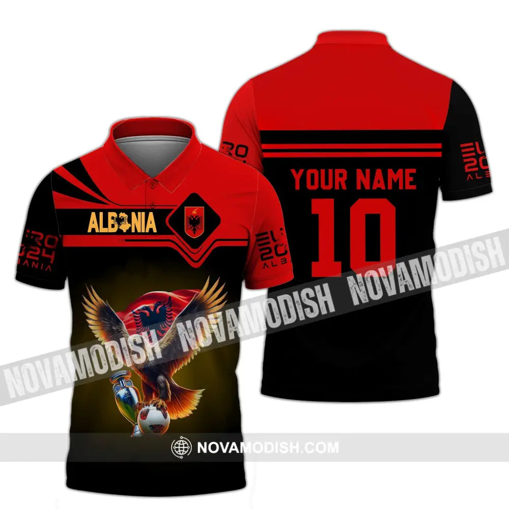 Unisex Shirt - Custom Name And Number Albania National Team Euro 2024 Red Polo / S T-Shirt