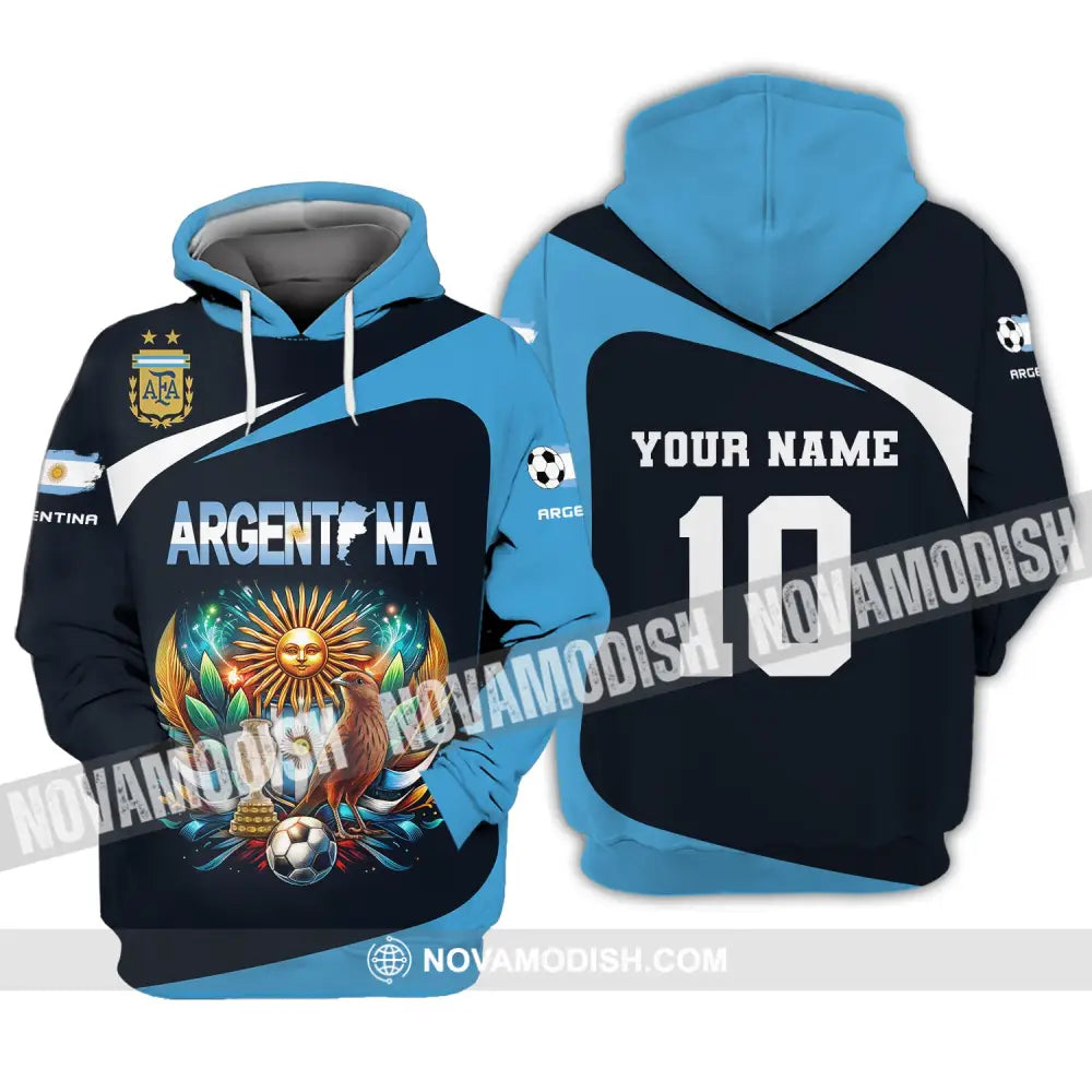 Unisex Shirt Custom Name And Number Argentina Euro 2024 Football Polo Long Sleeve Hoodie / S T-Shirt