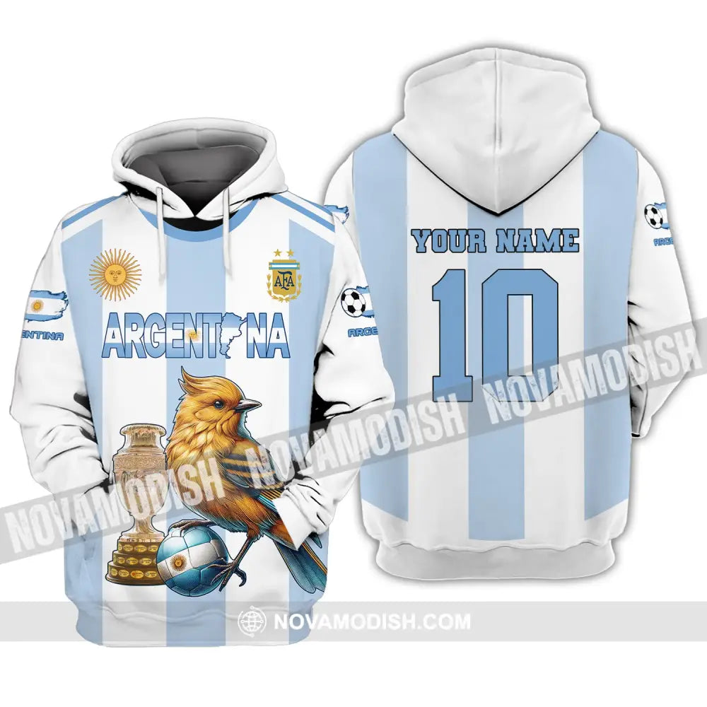 Unisex Shirt Custom Name And Number Argentina Euro 2024 Football Polo Long Sleeve Hoodie / S T-Shirt