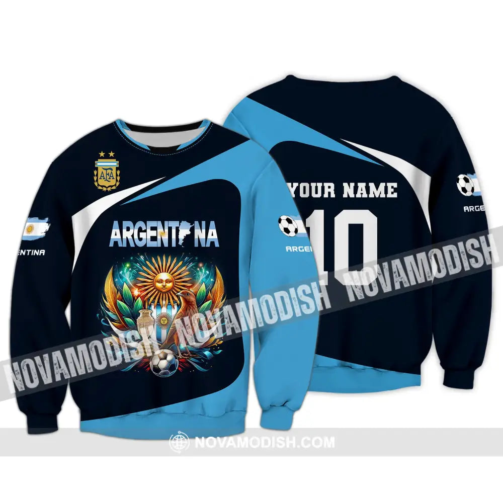 Unisex Shirt Custom Name And Number Argentina Euro 2024 Football Polo Long Sleeve / S T-Shirt