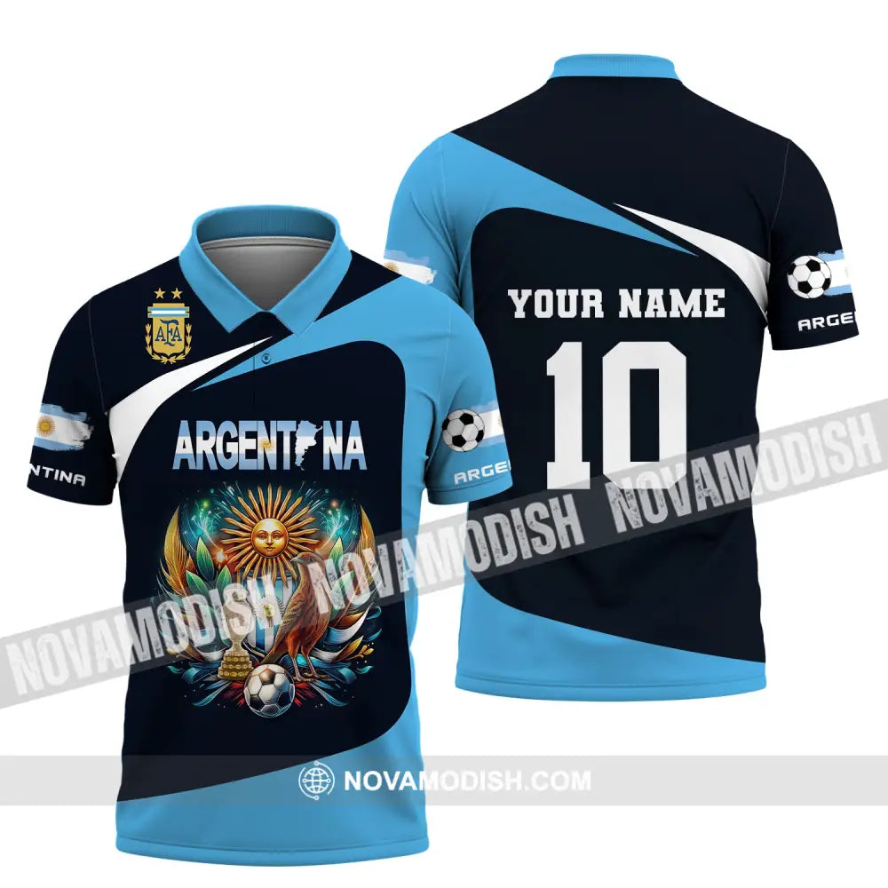 Unisex Shirt Custom Name And Number Argentina Euro 2024 Football Polo Long Sleeve / S T-Shirt