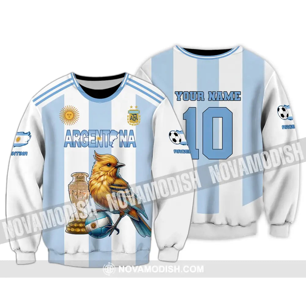 Unisex Shirt Custom Name And Number Argentina Euro 2024 Football Polo Long Sleeve / S T-Shirt