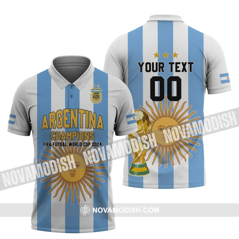 Unisex Shirt - Custom Name And Number Shirt - Argentina Football Fifa World Cup Champions Shirt Polo Shirt / S T-shirt
