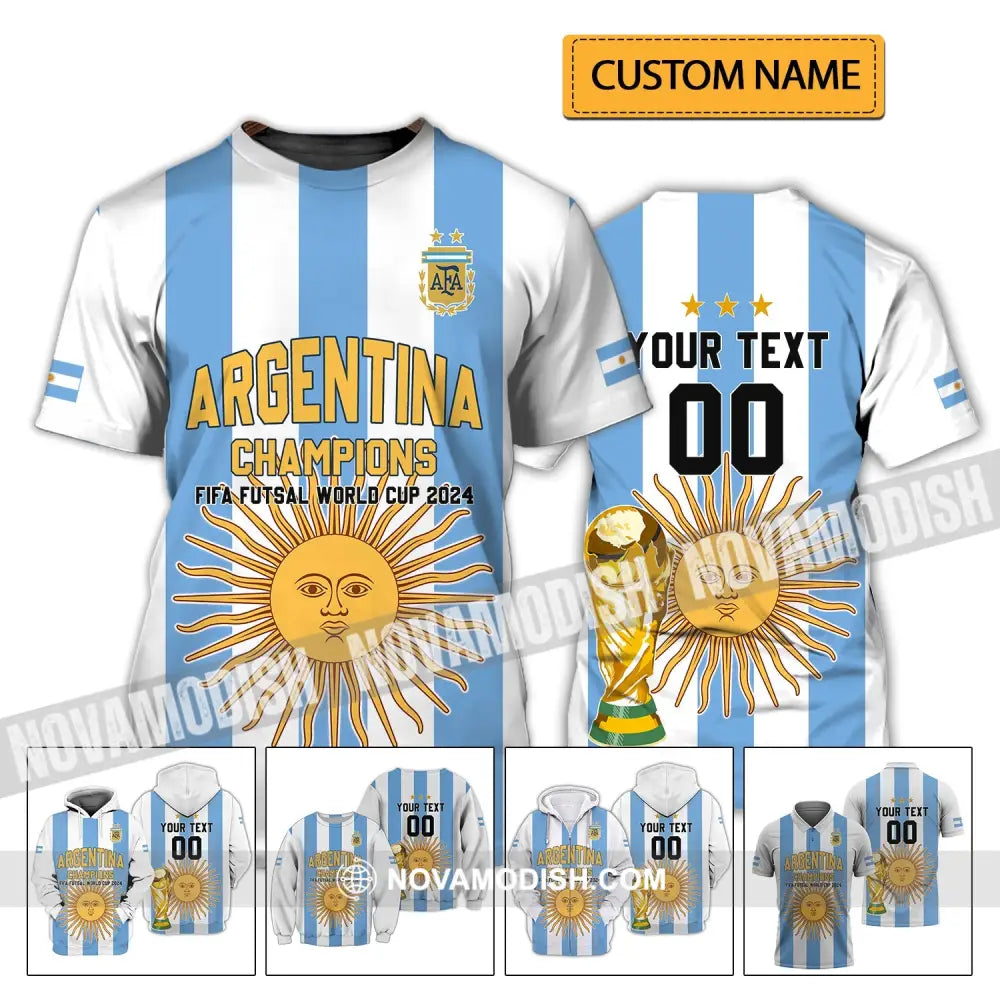 Unisex Shirt - Custom Name And Number Shirt - Argentina Football Fifa World Cup Champions Shirt T-shirt