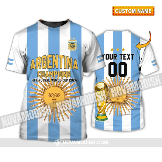 Unisex Shirt - Custom Name And Number Shirt - Argentina Football Fifa World Cup Champions Shirt T-shirt
