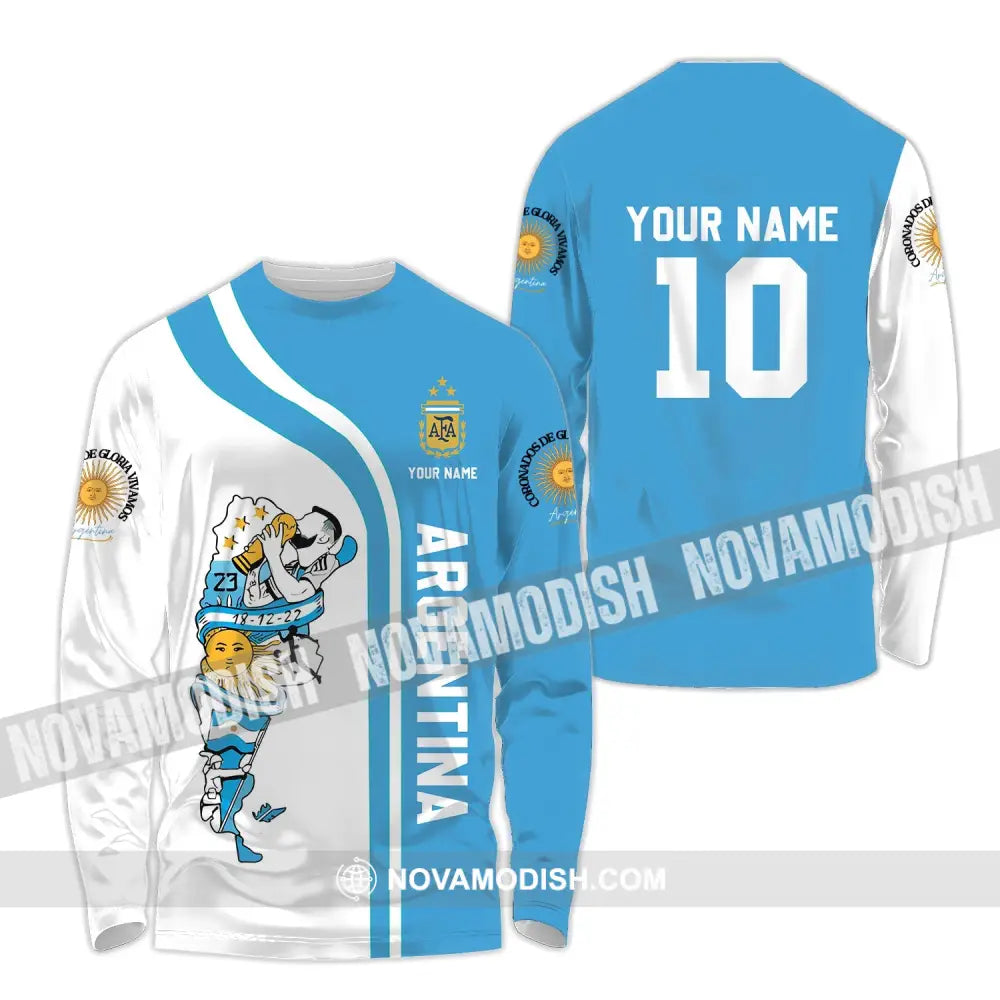 Unisex Shirt - Custom Name And Number Argentina National Team Afa Long Sleeve / S T-Shirt