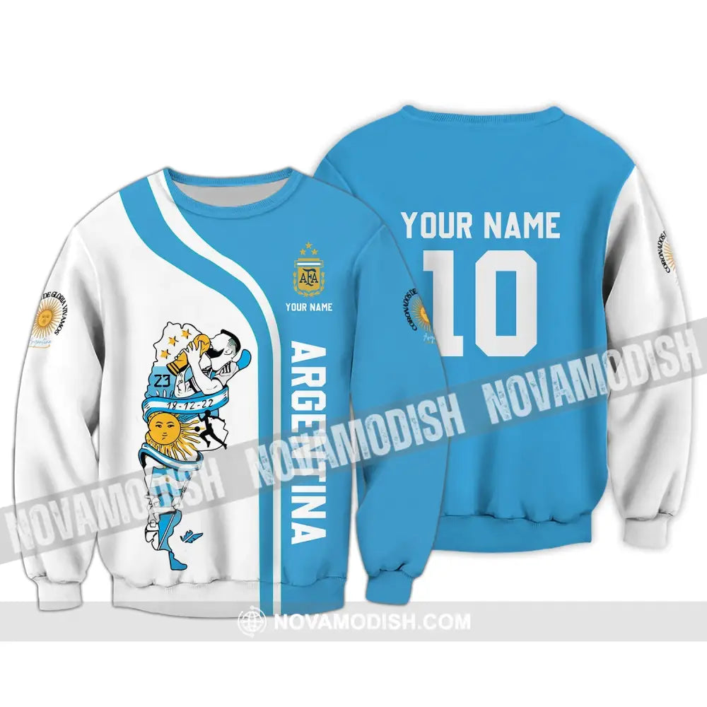 Unisex Shirt - Custom Name And Number Argentina National Team Afa Long Sleeve / S T-Shirt