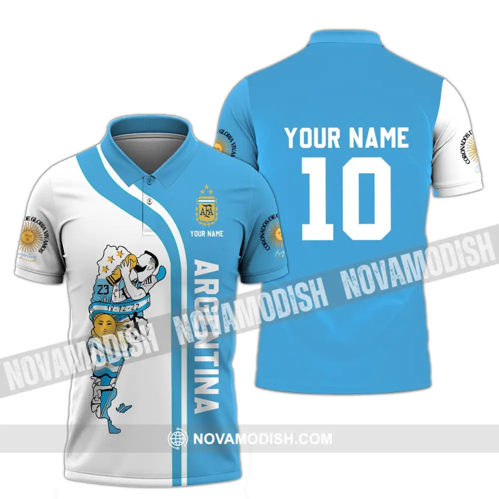 Unisex Shirt - Custom Name And Number Argentina National Team Afa Polo / S T-Shirt