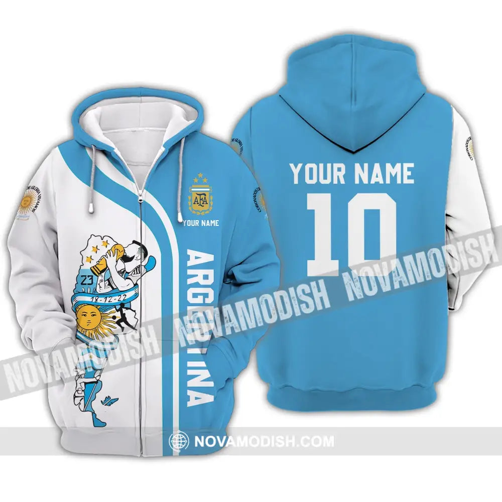 Unisex Shirt - Custom Name And Number Argentina National Team Afa Zipper Hoodie / S T-Shirt