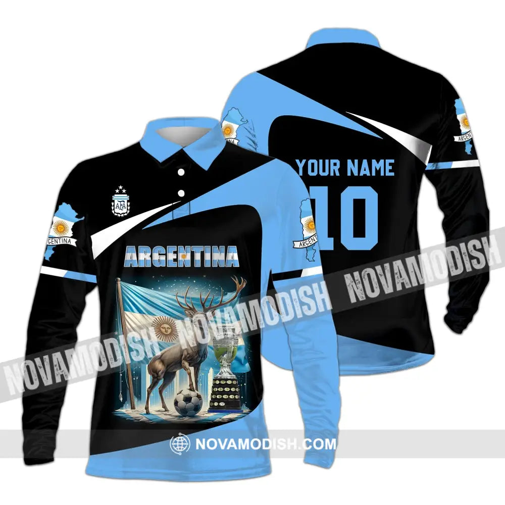 Unisex Shirt - Custom Name And Number Argentina National Team Lover Long Sleeve Polo / S T-Shirt