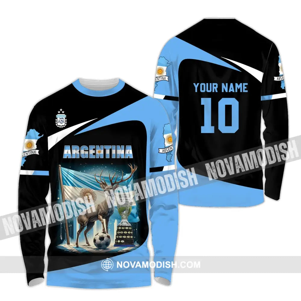 Unisex Shirt - Custom Name And Number Argentina National Team Lover Long Sleeve / S T-Shirt