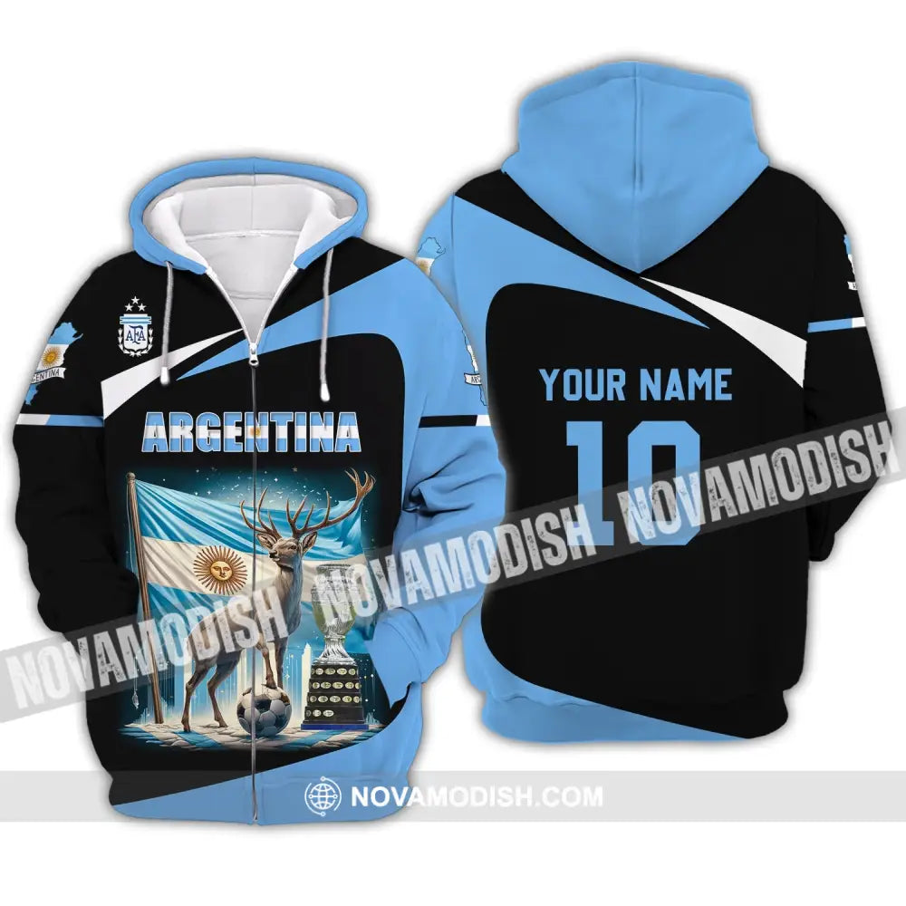 Unisex Shirt - Custom Name And Number Argentina National Team Lover Zipper Hoodie / S T-Shirt