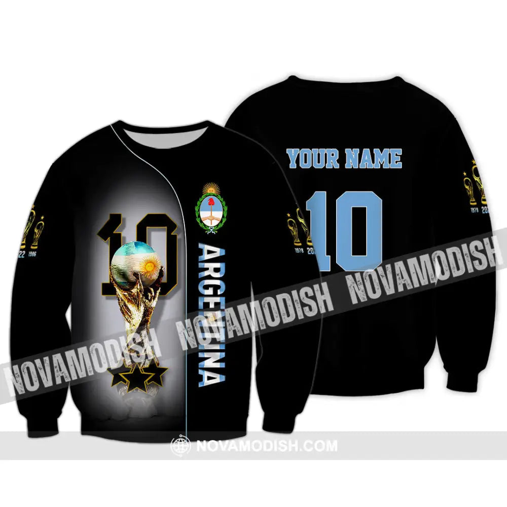 Unisex Shirt Custom Name And Number Argentina T-Shirt Lover Gift Long Sleeve / S T-Shirt